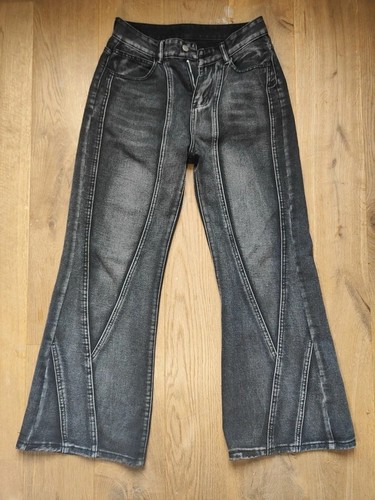 Washed black pleated flare - black,